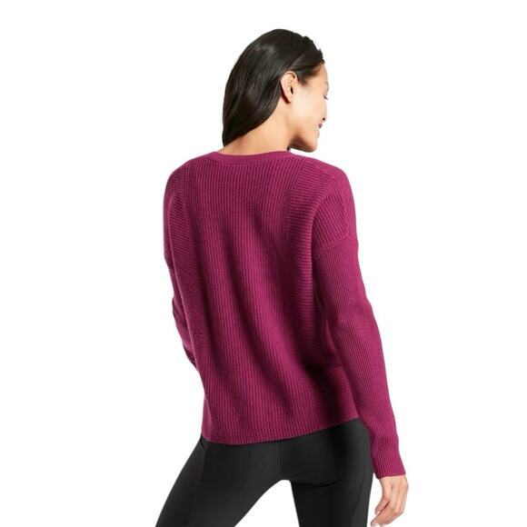 Athleta Women Medium Mulberry Turin Wool Cashmere Sweater Knit Purple Textured - Picture 4 of 12